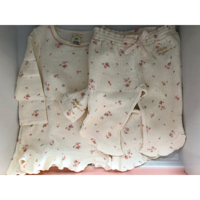 ジェラートピケ ルームウェア いちご パジャマ ベビー服 上下セット 80