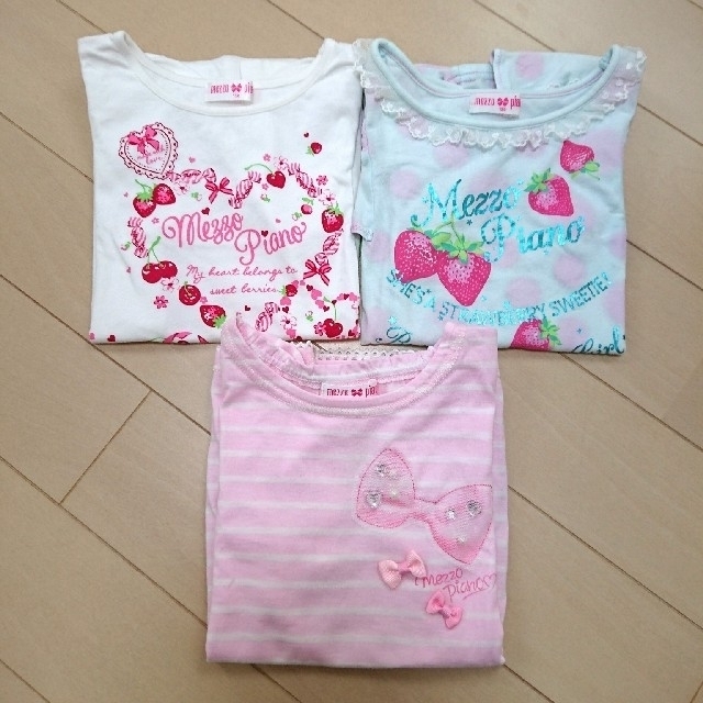 mezzo piano(メゾピアノ)のメゾピアノ Tシャツ 3枚セット 130 キッズ/ベビー/マタニティのキッズ服女の子用(90cm~)(Tシャツ/カットソー)の商品写真