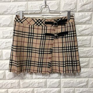 バーバリーブルーレーベル(BURBERRY BLUE LABEL)のジピシホン様専用   ノバチェック レザーベルト プリーツ 巻き ミニスカート (ミニスカート)