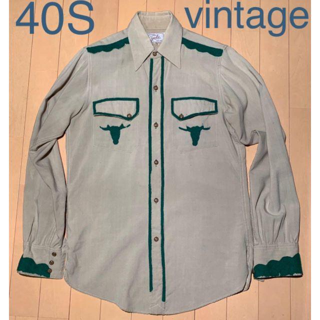 40s 立体刺繍シャツ 40年代 ビンテージシャツ 尿素ボタン スペシャルのサムネイル