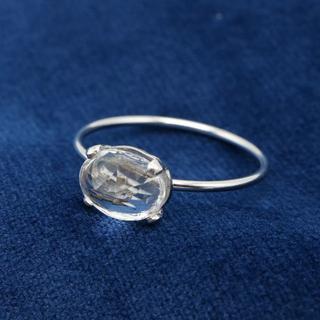 天然 ホワイトトパーズ 1.58ct オーバルカット Silver 925 指輪(リング(指輪))