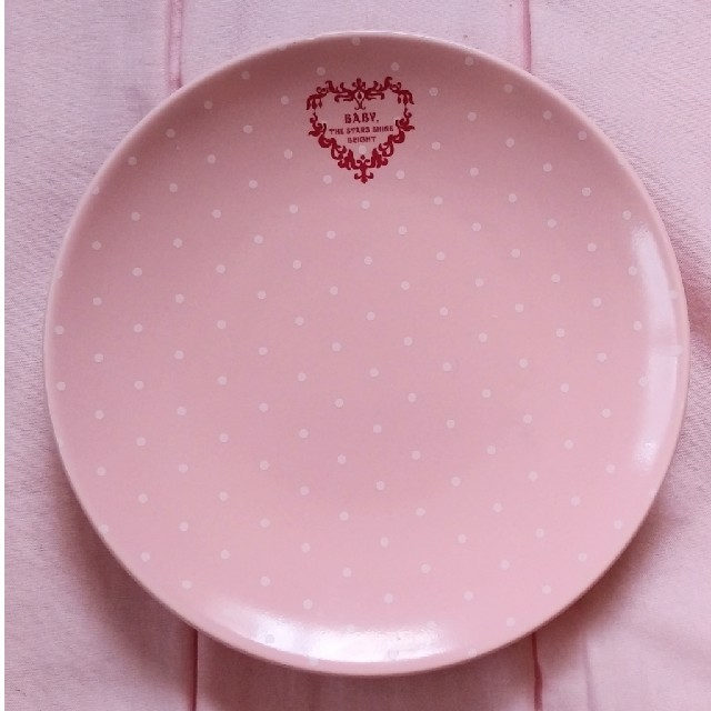 BABY,THESTARTSSHINEBRIGHT 小皿 陶器 水玉柄 ピンク