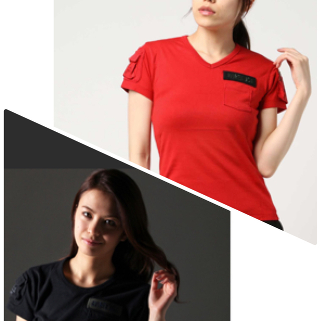 AVIREX(アヴィレックス)の《美品》AVIREX☆Tシャツ半袖☆L size★BLACK＆RED2枚 レディースのトップス(Tシャツ(半袖/袖なし))の商品写真