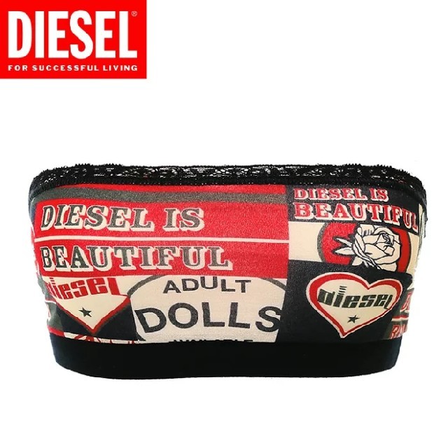 DIESEL(ディーゼル)の定価6050円！DIESEL チューブトップ 総柄 プリント レース アンダー レディースのトップス(ベアトップ/チューブトップ)の商品写真