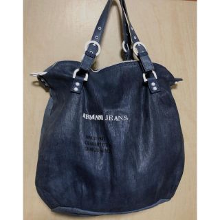 アルマーニジーンズ(ARMANI JEANS)のアルマーニジーンズ　綿麻デニムトート　ストラップ付き(トートバッグ)