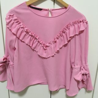 ザラ(ZARA)の★zara 林○パー子も慄く美しいピンクのブラウス トップス◡̈*(シャツ/ブラウス(長袖/七分))