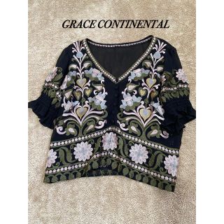 グレースコンチネンタル(GRACE CONTINENTAL)のグレースコンチネンタル　刺繍ブラウス(シャツ/ブラウス(半袖/袖なし))