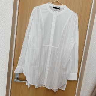 ダブルクローゼット(w closet)の[新品・タグ付き]wcloset 異素材切替バンドネックシャツ 白 ブラウス(シャツ/ブラウス(長袖/七分))