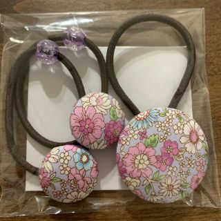 くるみボタン　ヘアゴム　3つセット(ヘアアクセサリー)