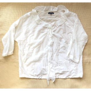 ギャップ(GAP)の【ユーズド品】レディースＬ　ＧＡＰ　シルク混七分丈ブラウス　ホワイト(シャツ/ブラウス(長袖/七分))