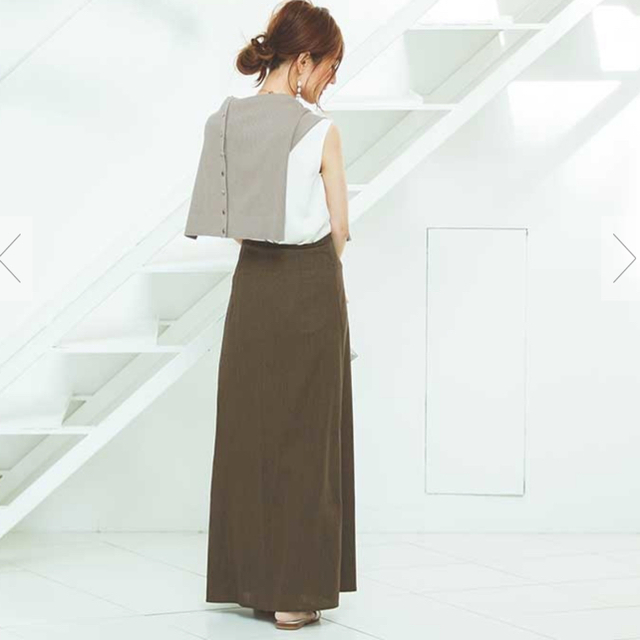 PLST(プラステ)の新品未使用 ur’s ユアーズ 麻混セミフレアスカート M レディースのスカート(ロングスカート)の商品写真