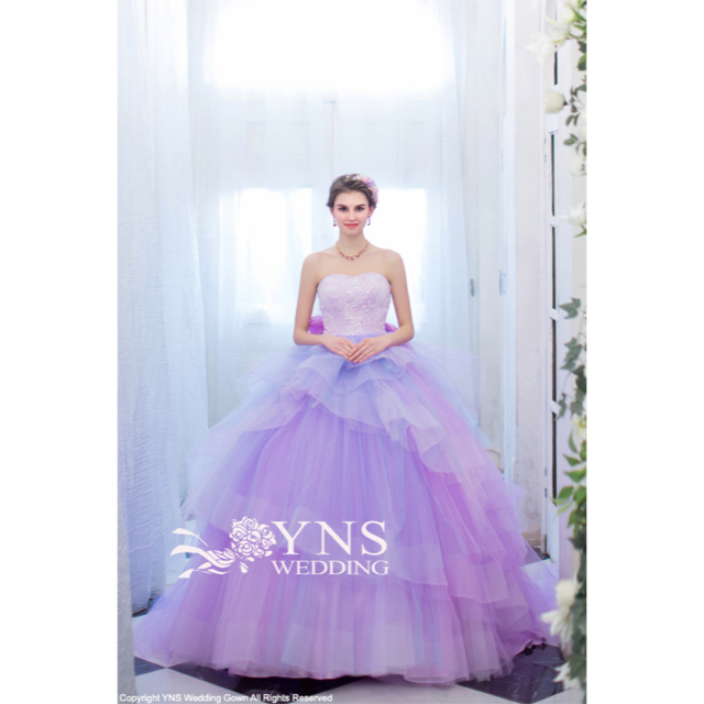 美品 写真映え YNS ラプンツェル カラー ドレス  ウエディング  結婚式 レディースのフォーマル/ドレス(ウェディングドレス)の商品写真