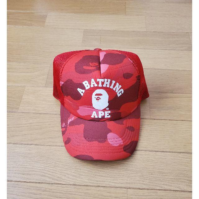 A Bathing Ape Red Camo Cap College Logo帽子