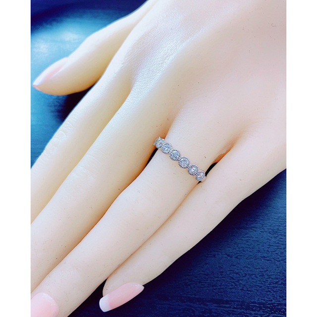 ★0.55ct★✨ミル打ちダイヤモンドK18WGエタニティリング指輪12号 レディースのアクセサリー(リング(指輪))の商品写真