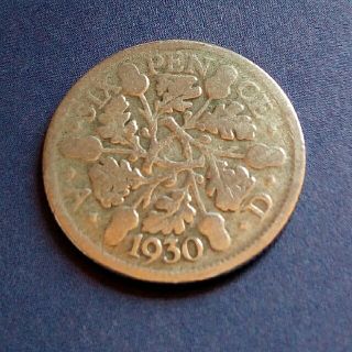 銀貨 50%ag シックスペンス イギリス 1930年 ラッキー6ペンス 英国(貨幣)