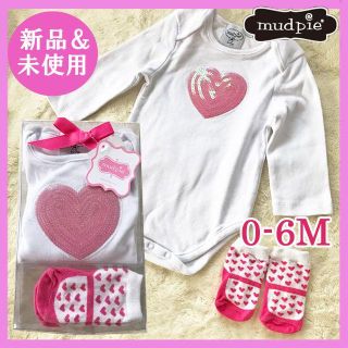 マッドパイ(Mud Pie)の新品 未使用 mudpie マッドパイ ロンパース＆靴下セット 女の子 70cm(ロンパース)