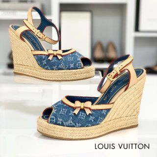 ルイヴィトン(LOUIS VUITTON)の977 ヴィトン モノグラムデニム ウェッジサンダル(サンダル)