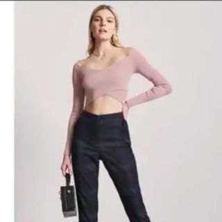 フォーエバートゥエンティーワン(FOREVER 21)の新品♡Forever21 カシュクールバストクロスリブニットtops(ニット/セーター)