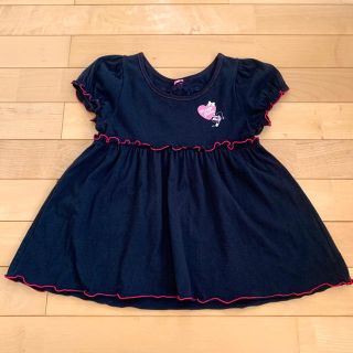 メゾピアノジュニア(mezzo piano junior)の【夏服】メゾピアノ　黒チュニック(Tシャツ/カットソー)