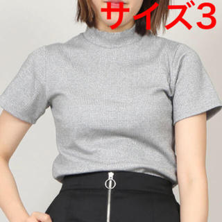 プニュズ(PUNYUS)のPUNYUS(プニュズ) ラメハイネックTシャツ　シルバー　サイズ3(Tシャツ(半袖/袖なし))