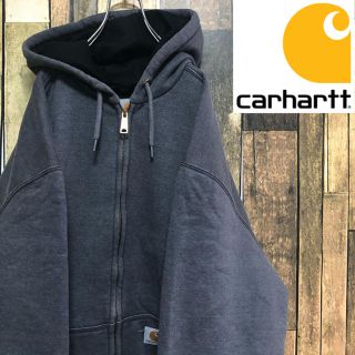 カーハート(carhartt)のビッグサイズ カーハート メキシコ製 ワンポイントロゴ グレー ジップパーカー(パーカー)