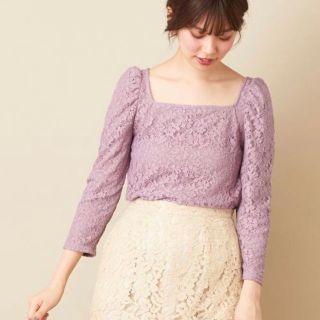 ナチュラルクチュール(natural couture)のnatural couture レースカットソー パープル(カットソー(長袖/七分))