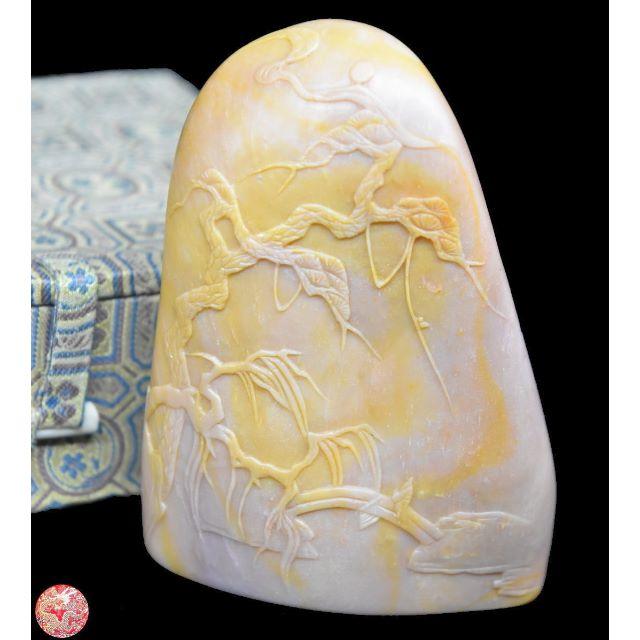 天然 寿山石 Shoushan stone 高山石 高山黄 旧蔵 WWFT023 - 印鑑