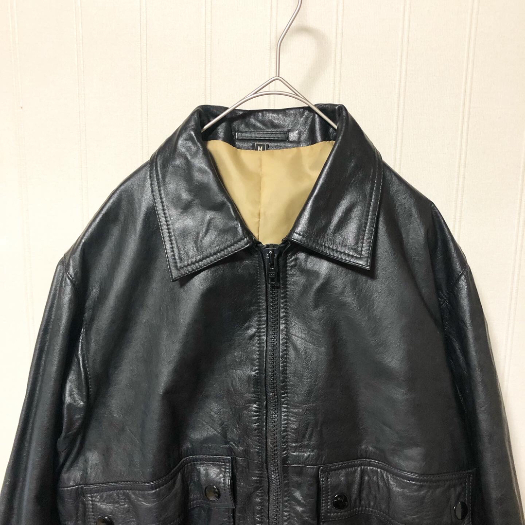 No.1196 VINTAGE  アウター レザージャケット ロング丈 牛革古着