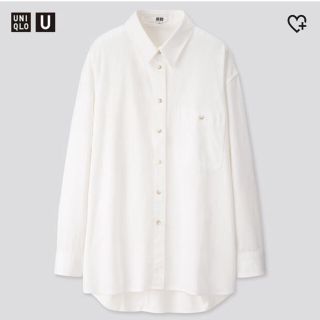 ユニクロ(UNIQLO)の今期ユニクロU 白デニムのオーバーサイズシャツM(シャツ/ブラウス(長袖/七分))