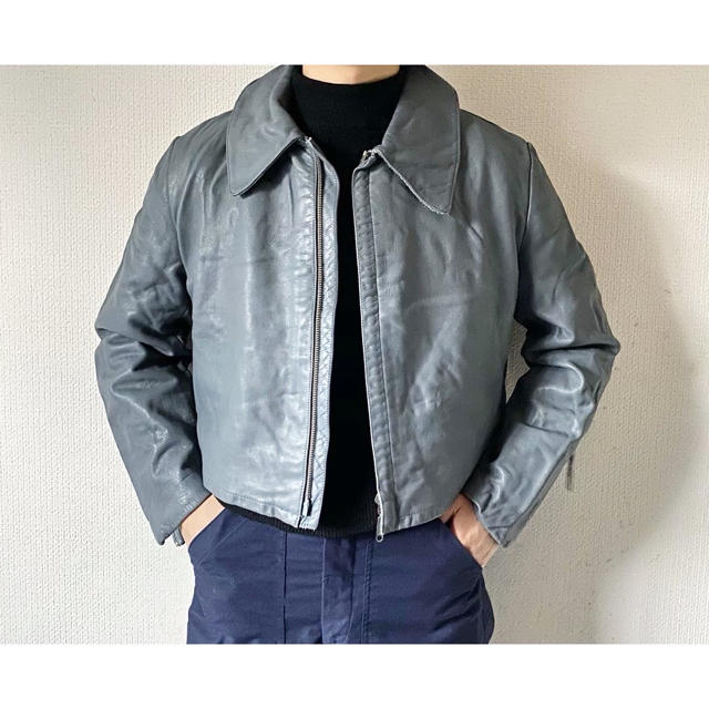 Maison Martin Margiela(マルタンマルジェラ)の超希少 vintage ドイツ軍 軍モノ サブマリン グレー レザージャケット メンズのジャケット/アウター(レザージャケット)の商品写真