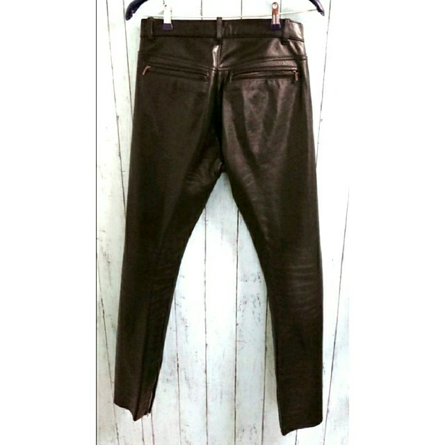 日本製/今治産 一枚 本革 FREEDOM フリーダム 牛革 黒 レザーパンツ 革