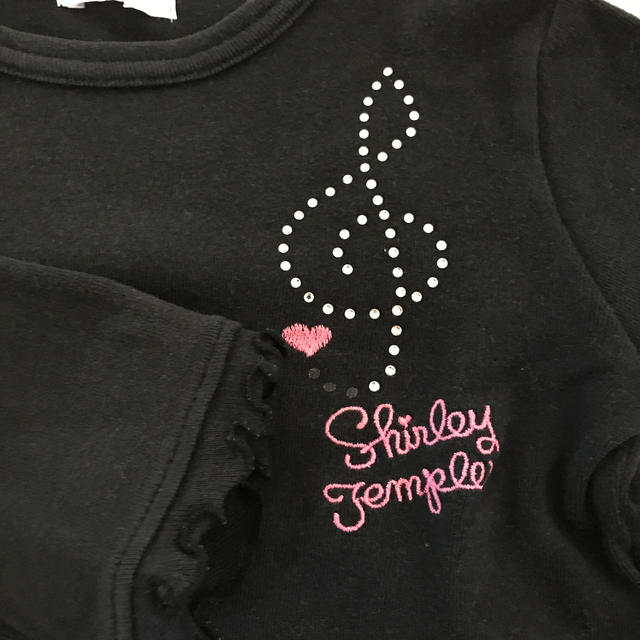 Shirley Temple(シャーリーテンプル)のシャーリーテンプル　Tシャツ　黒　110 ト音記号　音符　ハート キッズ/ベビー/マタニティのキッズ服女の子用(90cm~)(Tシャツ/カットソー)の商品写真