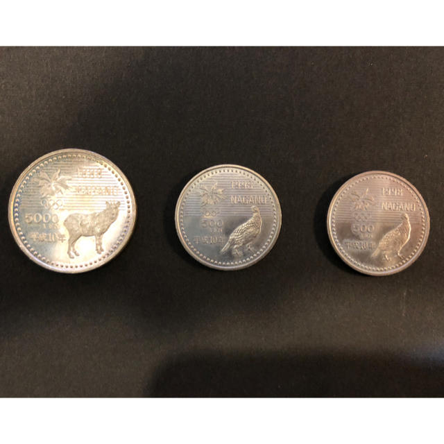 長野オリンピックの記念硬貨5000円硬貨 と500円硬貨2枚