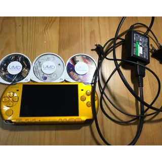 プレイステーションポータブル(PlayStation Portable)のpsp 3000 イエロー　電池パック無し(携帯用ゲーム機本体)