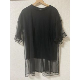 ナイスクラップ(NICE CLAUP)のNICE CLAUP チュール付きTシャツ(Tシャツ(半袖/袖なし))