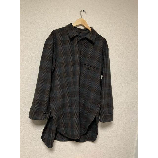 URU 19AW wool check over shirts 1