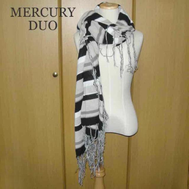 MERCURYDUO(マーキュリーデュオ)のMERCURY DUO ボーダー柄大判ストール ショール マフラー レディースのファッション小物(マフラー/ショール)の商品写真