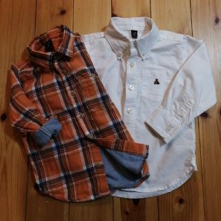 ベビーギャップ(babyGAP)のbabyGAP　ボーイズ　オックスフォード&チェックシャツ　100cm　(ブラウス)