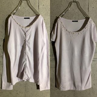 シーディーエスベーシック(C.D.S BASIC)の2点set C.D.S basic きれいめ コーデ カーディガン ニットTee(セット/コーデ)