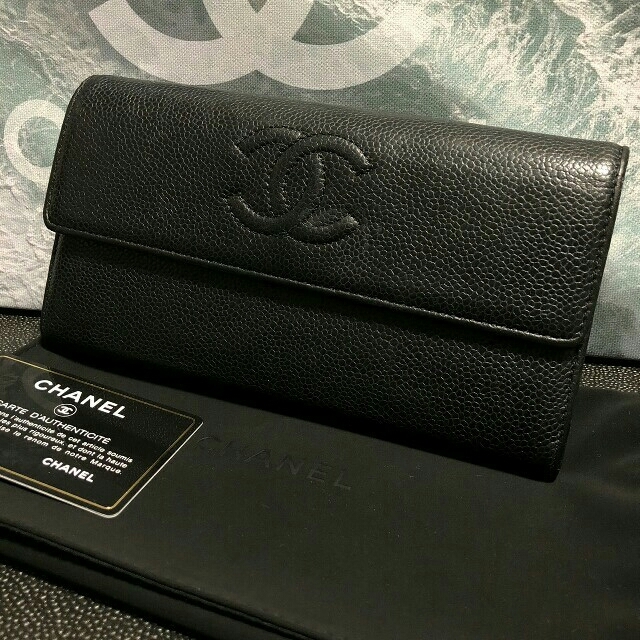 正規品！美品！CHANEL シャネル キャビアスキン ブラック 長財布