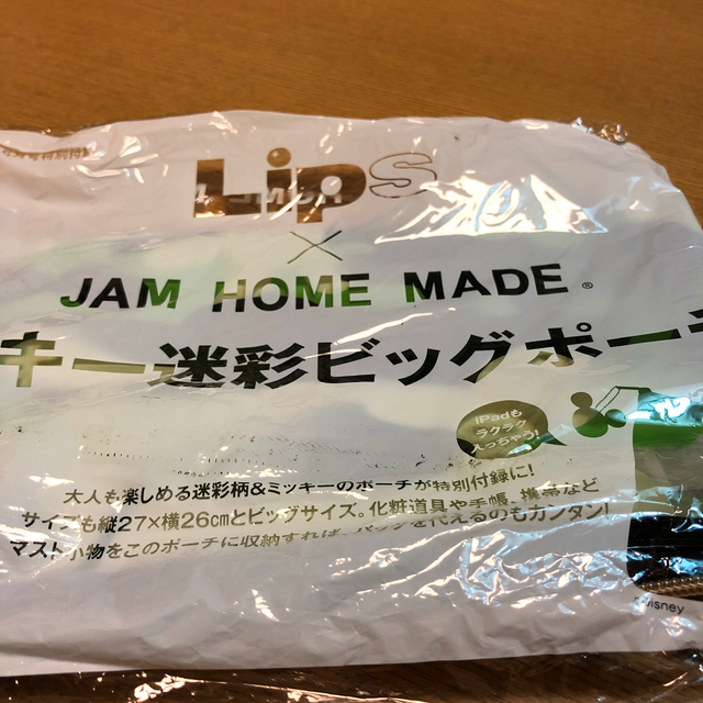 雑誌付録　JAN HOME MADE ミッキー迷彩ビッグポーチ レディースのファッション小物(ポーチ)の商品写真