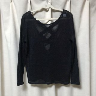 エイチアンドエム(H&M)の【genan310様専用】カットソー ブラック ラメ(カットソー(長袖/七分))