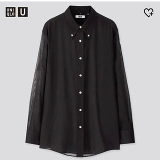 ユニクロ(UNIQLO)のボタンダウンシャツ 黒 S ブラック(シャツ/ブラウス(長袖/七分))