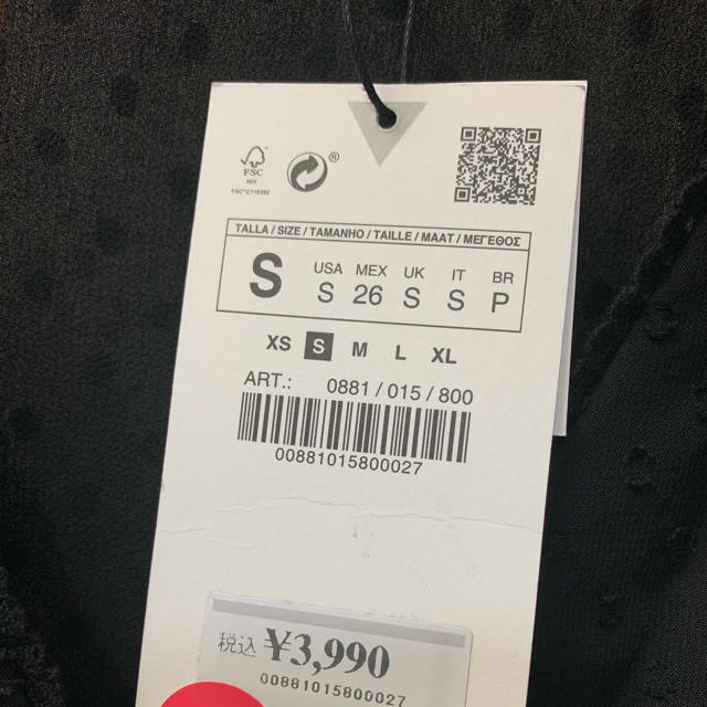 ZARA(ザラ)のZARA ドットシフォンブラウス 水玉 Sサイズ レディースのトップス(シャツ/ブラウス(長袖/七分))の商品写真