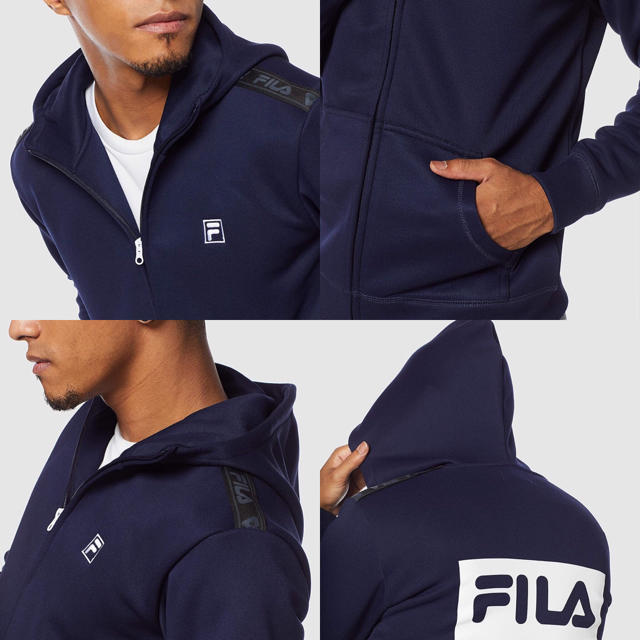 FILA(フィラ)のFILA フィラ 吸水速乾 ジップアップパーカー ネイビー メンズＭ 新品 メンズのトップス(パーカー)の商品写真