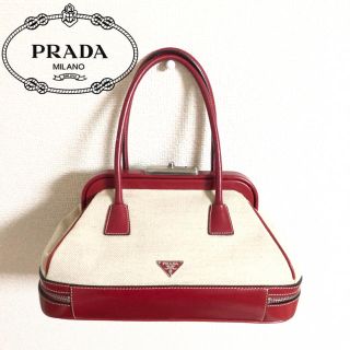 プラダ(PRADA)のにゃん様ご専用【入手困難★極美品】PRADA ハンドバッグ　がま口　キャンバス(ハンドバッグ)