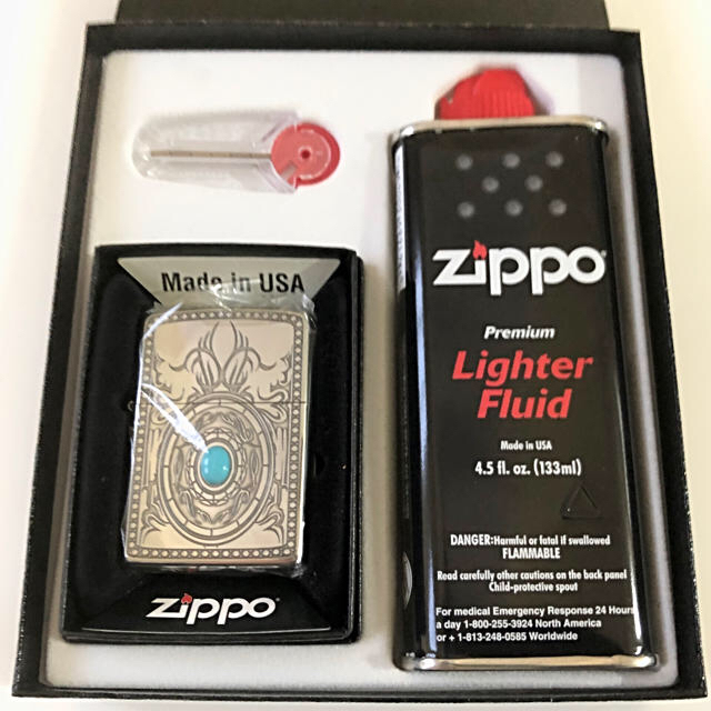 ZIPPO◇シルバーターコイズメタル◇彫り◇ジッポ