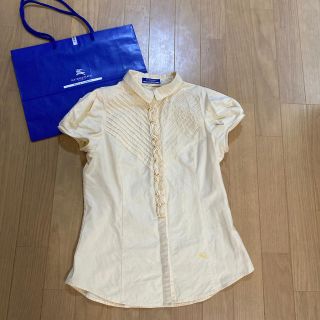 バーバリーブルーレーベル(BURBERRY BLUE LABEL)のバーバリーブルーレーベル　フリル半袖ブラウス　36(シャツ/ブラウス(半袖/袖なし))