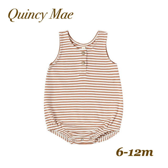 こども ビームス(コドモビームス)のquincy mae ロンパース (Stripe／6-12m) キッズ/ベビー/マタニティのベビー服(~85cm)(ロンパース)の商品写真