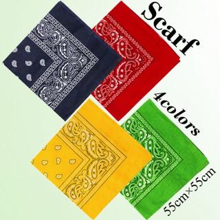 スカーフ ４色セット 綿素材 汎用布 フェイスマスク ハンカチ ペイズリー(バンダナ/スカーフ)
